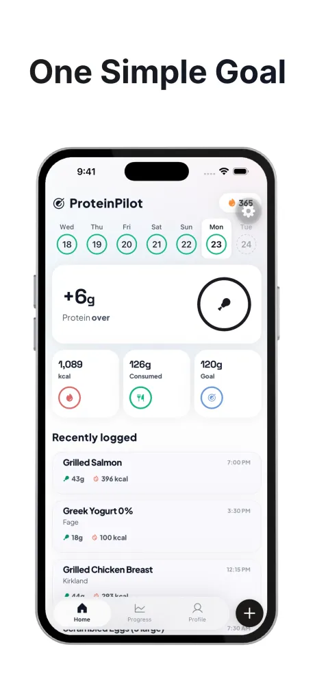 One Simple Goal — daily calorie dashboard